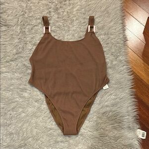 NWT‎ aerie one piece cheekiest upf 50 brown and pink swimsuit